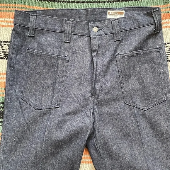 Vintage zayre dark wash 1970s straight with flat denim jeans 36 x 31 - Picture 4 of 5